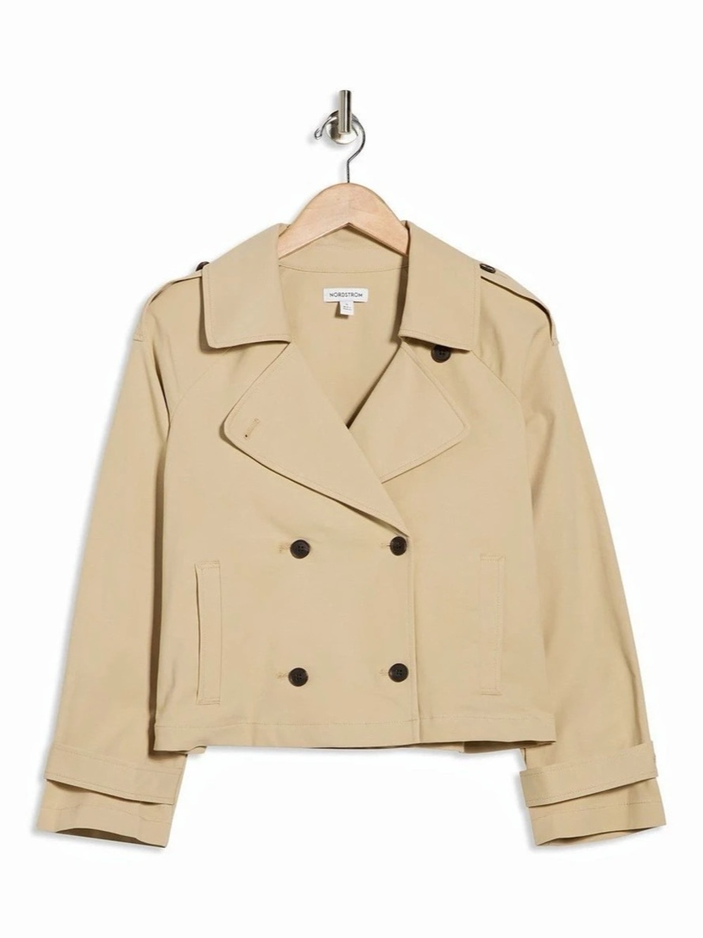 Women's Cropped Trench Jacket in Tan/beige